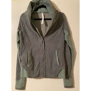 EUC Lululemon Shawl Collar Sweatshirt Jacket Green 8